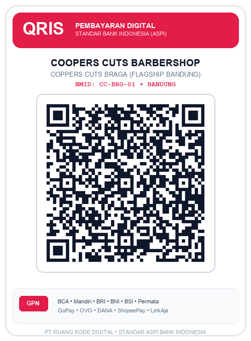 Standee QRIS Resmi Coppers Cuts
